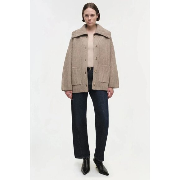 SIMKHAI Hollie Cardigan in Oat X-Small New Womens Knit Wool Sweater - Picture 15 of 16